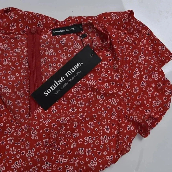 Nwt Sundae Muse Gabriella Floral Mini Dress Red Size 2 - Picture 9 of 15